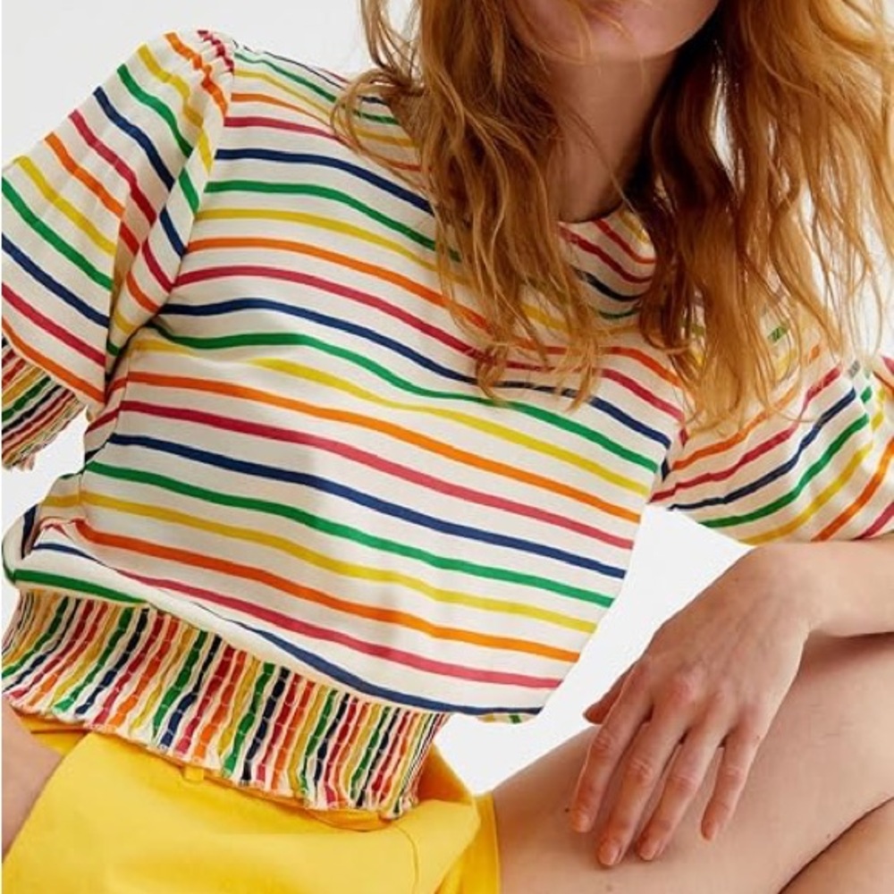 Colorful Striped Short Sleeve Top